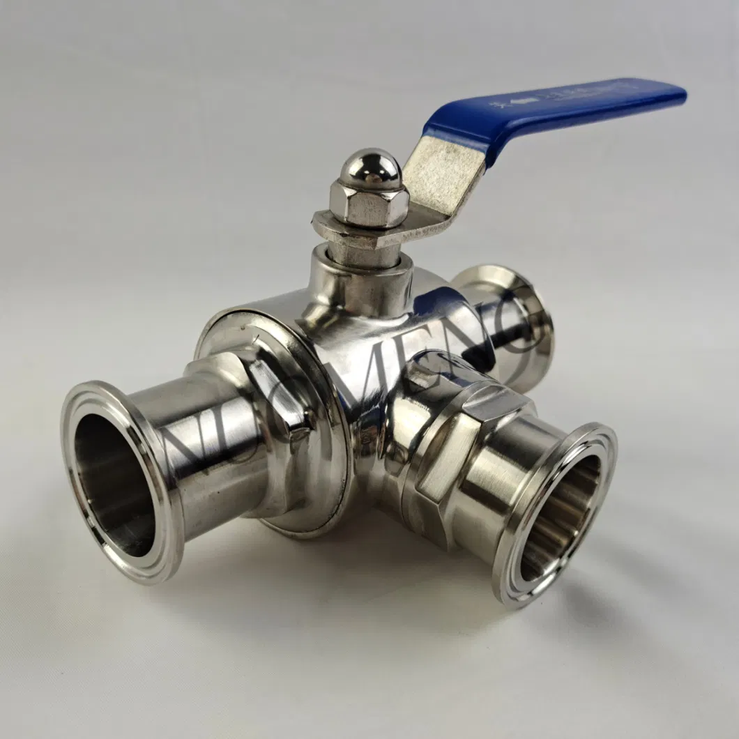 Sanitary Stainless Steel SS304/SS316L Clamped Three-Way (Square) Ball Valve & Globe Valve