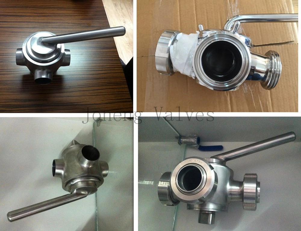 Joneng Stainless Steel Sanitary Three-Way Plug Cock Valve with Clamped Ends Hot Sale Product