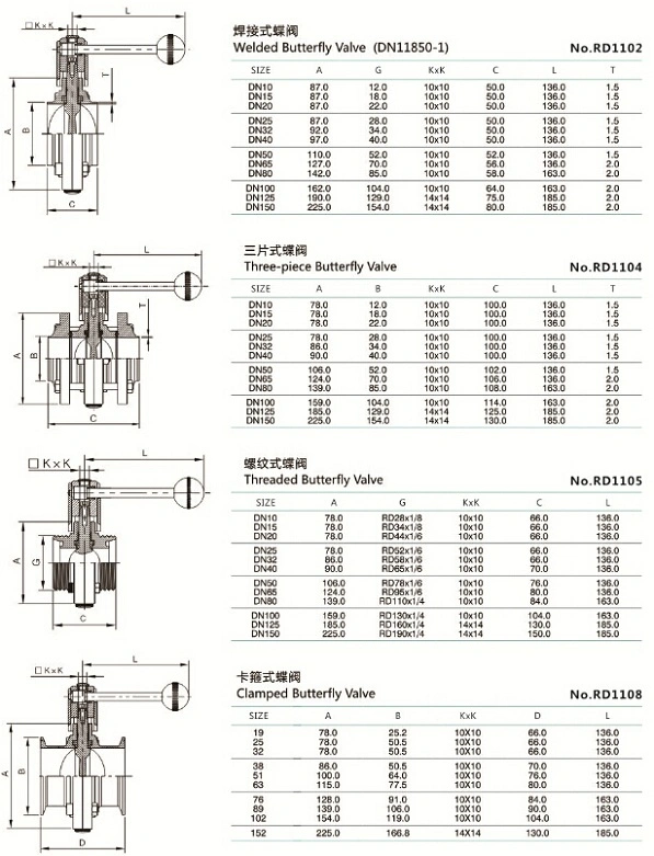 Sanitary Stainless Steel Welded Butterfly Valve